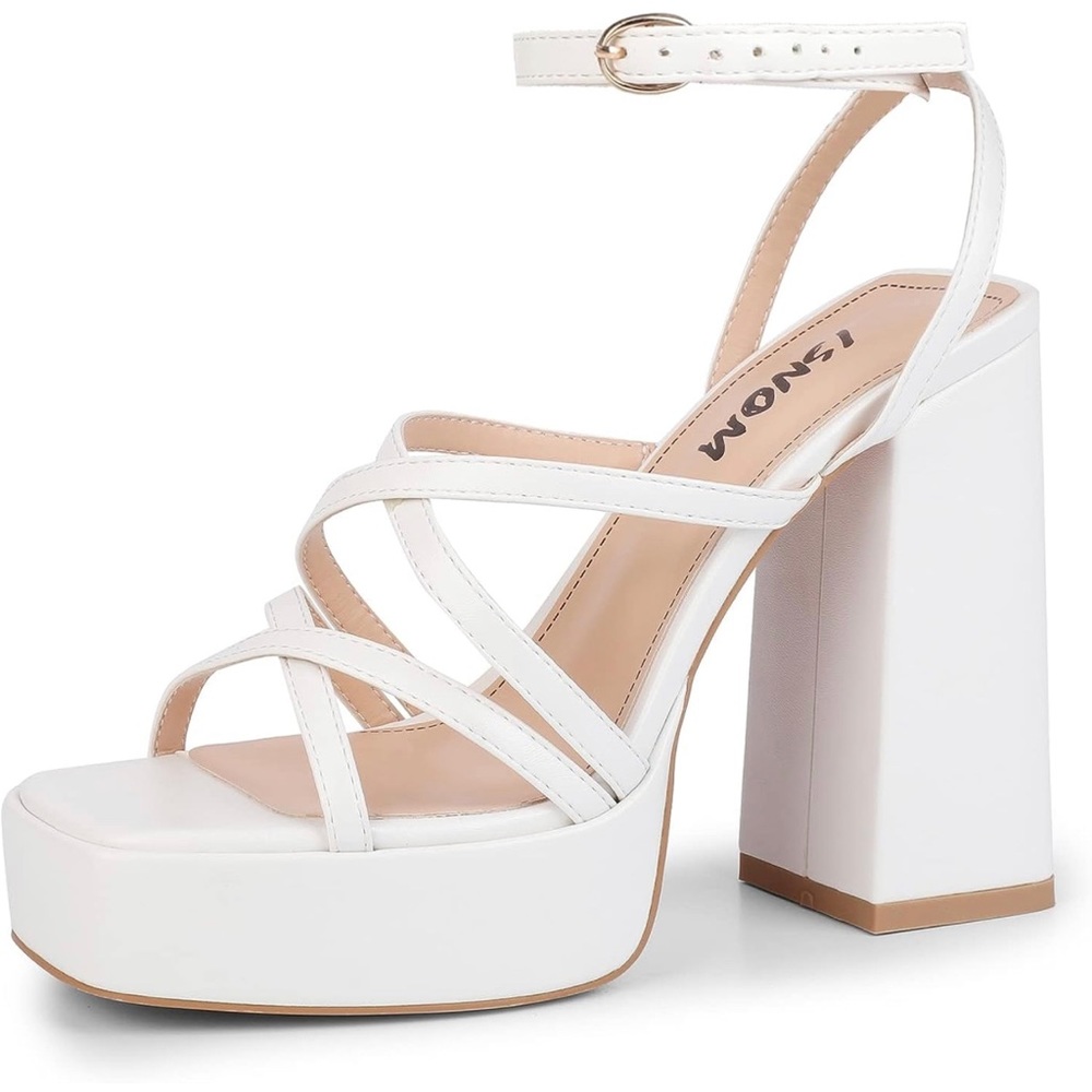 White Strappy Platform Heels